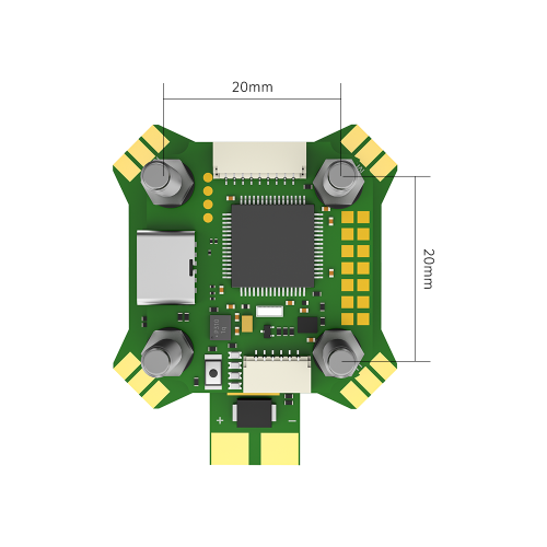 Мини стек полётного контроллера F7 V1.2 с регулятором скорости Mini E55 4-в-1 55A 2–6S 20×20 мм BLITZ Mini для FPV-дронов