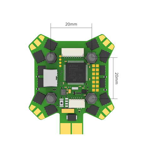 Мини стек полётного контроллера F7 V1.2 с регулятором скорости E55R 4-в-1 55A 2–6S 20×20 мм BLITZ Mini для FPV-дронов