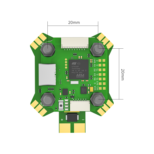 Мини стек полётного контроллера F745 с регулятором скорости Mini E55 4-в-1 55A 2–6S 20×20 мм BLITZ Mini для FPV-дронов