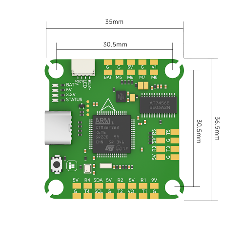 BLITZ F7 V1.2 полётный контроллер 30.5×30.5 мм с ICM42688, DPS310 и DJI-коннектором
