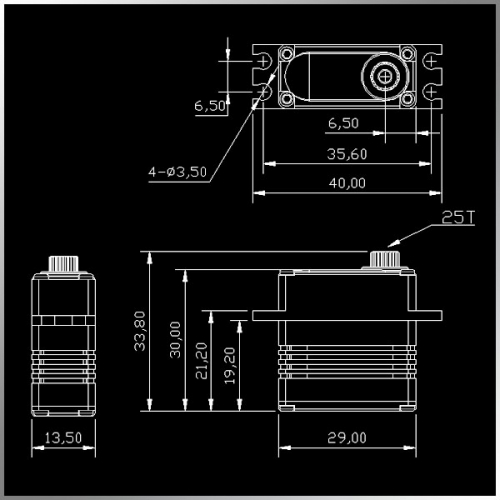 Серво DCS01MP мини 6 кгсм с DC мотором и полным металлическим редуктором