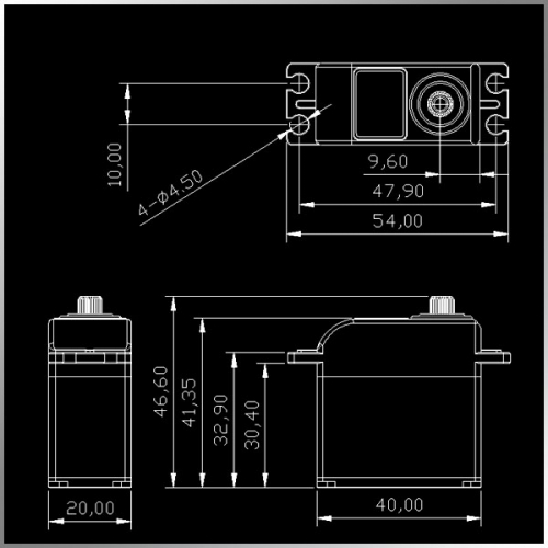Серво RGD02S стандартное 30 кгсм с DC мотором и стальными шестернями